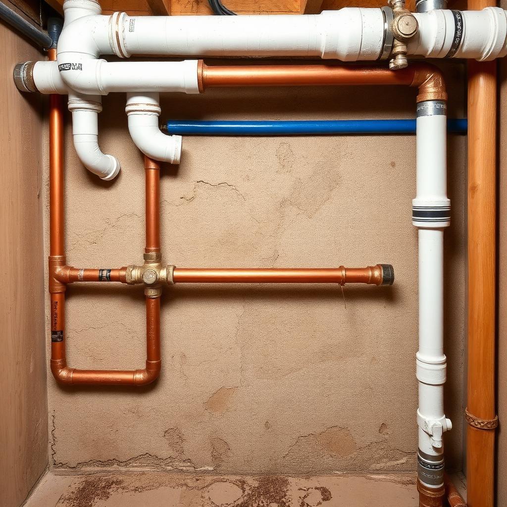 Neatly reworked copper and PEX supply lines in a basement